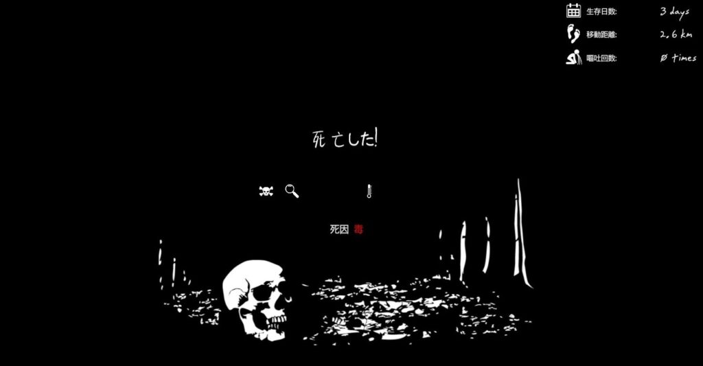 ゲームの死亡画面